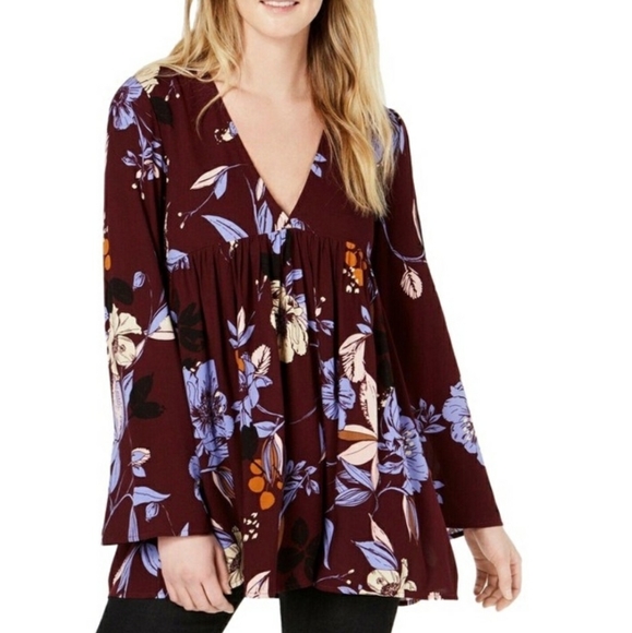 Free People Boho Floral Tunic Top XS - Picture 1 of 8